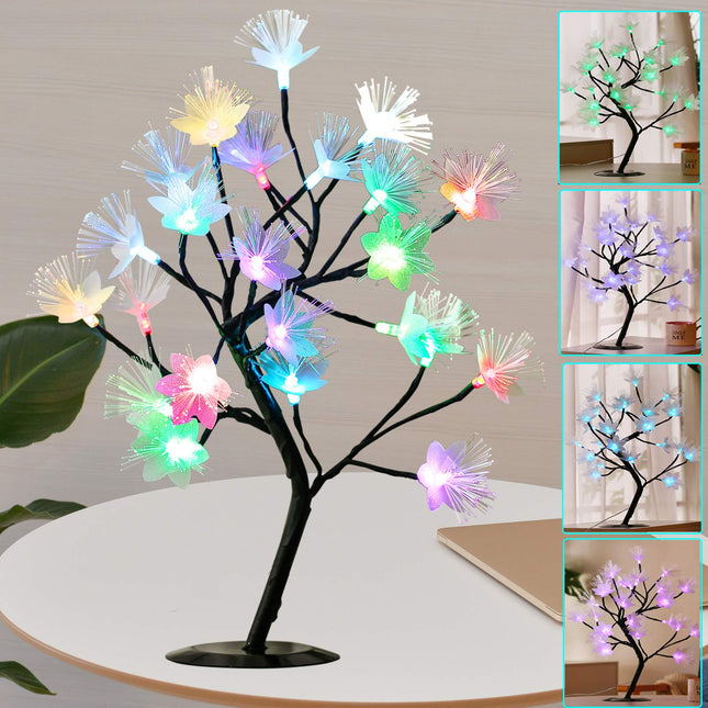 Colorful Table Top Tree for Home Decorations, 16 Colors Fiber Twinkling Blossom Flower Lamp Remote Timer Tabletop Christmas Decorations Night Light for Living Room Wedding Party