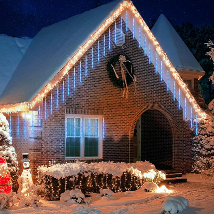 Joomer Christmas Lights Outdoor, 11.8 inch 10 Tubes 240 LED Meteor Shower Lights, LED Snow Falling Icicle Cascading Lights with Timer Waterproof and Connectable for Christmas Decoration (Blue)