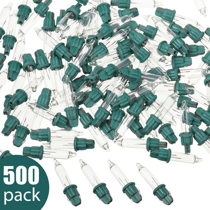 Mudder 500 Pieces 2.5V Replacement Christmas Tree Light Bulbs 50/100/150/200 Count Mini Incandescent Wire String Light Replacement Bulbs for Xmas Tree Decoration(Green Base with Warm White Bulb)