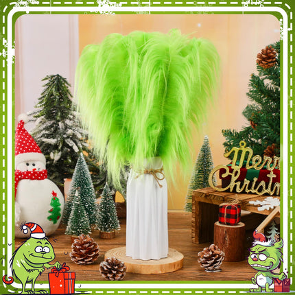 Civaner 12 Pcs Green Christmas Tree Topper 14'' Green Furry Stems Lime Green Curly Picks Stems Christmas Ornaments Picks for Xmas Tree Topper Home Vase Fillers Decorations