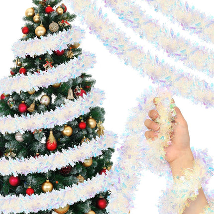 WILLBOND Christmas Tinsel Garland Xmas Metallic Tinsel Twist Garland Glitter Christmas Tree Hanging Wreath Decor for Staircase Railing Banister Indoor Outdoor Ornament (Pink, 52.5ft)