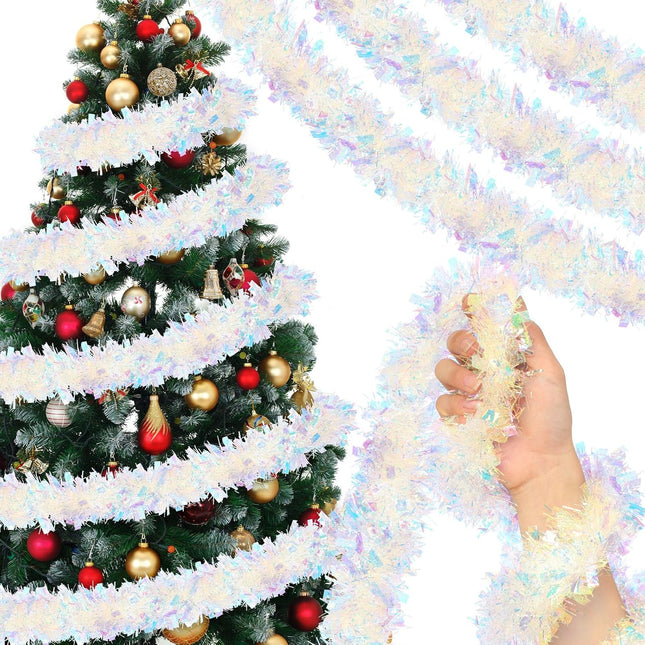 WILLBOND Christmas Tinsel Garland Xmas Metallic Tinsel Twist Garland Glitter Christmas Tree Hanging Wreath Decor for Staircase Railing Banister Indoor Outdoor Ornament (Pink, 52.5ft)