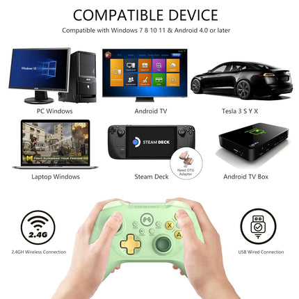 Asura 2 Pro PC Gaming Controllers 2.4G Wireless Dual Vibrate Gamepad Joystick For Windows 7 8 10 11 Android TV Steam Simulater,Mechanical Keys/Hall Effect Trigger (Avocado)