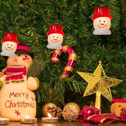 10-Light Christmas Snowman String Lights - Waterproof & UL - Perfect for Outdoor and Indoor Use - Ideal for Christmas Tree, Bedroom, Door, Party Decoration