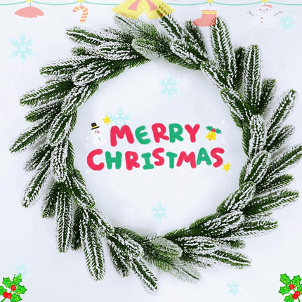 120 Pcs Artificial Pine Needles Branches Snowy Pine Branches for Christmas Tree, Vase, Wreath, Garland, DIY Crafts, Home Decor, Merry Christmas Wreath, Xmas Wreath for Home Decoration, Artifi
