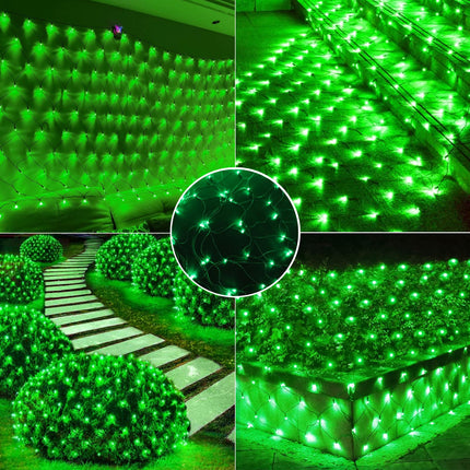 hyrion Green Net Lights 360 LED with Green Wire,12ftx5ft Connectable Mesh String Lights with 8 Lighting Modes,Christmas Decorations for Outdoor Trees,Bushes,Garden
