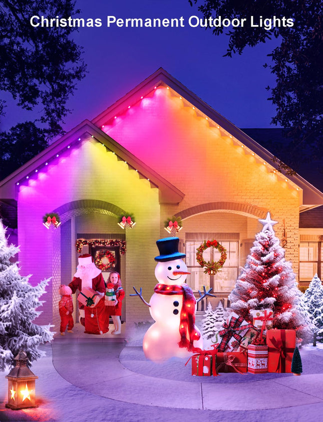 Permanent Outdoor Lights, 100ft Eternity RGB Built in Chip Outdoor Lights 60 LED Smart Eaves Lights IP67 Waterproof for Christmas Party Outdoor, Control with App/Remote 209 Scene Modes