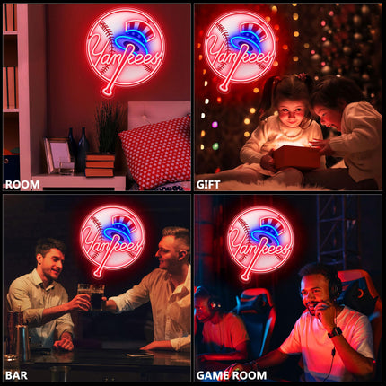 Baseball Neon Signs for Wall Decor, Baseball Neon Sign, Dimmable Baseball Team LED Neon Light Sign for Bar Boys Room Bedroom Man Cave, Christmas for Children,Boys,Baseball Fans and Friends