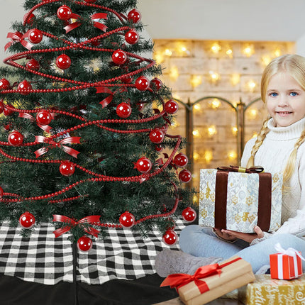 MandyQ 48 Inches Christmas Tree Skirt,Large Black and White Buffalo Plaid Xmas Tree Skirt for Christmas Holiday Party Decorations