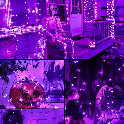 Battery Operated Halloween Indoor String Lights, 8 ft 20 LED Purple Mini Cluster Tree Lights with Timer, Indoor Outdoor Patio Garland Window Decor for Party Christmas Halloween Decorations