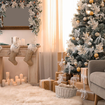 Cindeer 100 Pcs Christmas Tree Picks Sprays 10.24 Inch Glitter Artificial Pine Leaves Cedar stem Faux Pine Needles Greenery Cedar Branches Ornament for Home Garland Wreath Winter Decor(Champagne Gold)