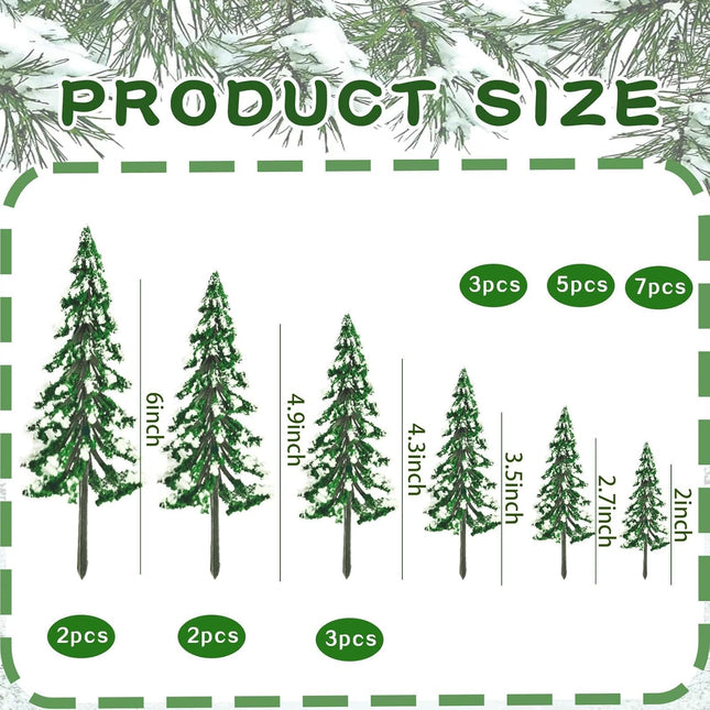 Warmtree 22PCS Mixed Scale Model Trees, Mini Snow Pine Model Trees 2-6 Inch, for Diorama Supplies Christmas Accessories Miniature Christmas Trees Micro Train Landscape Railway Sand Table