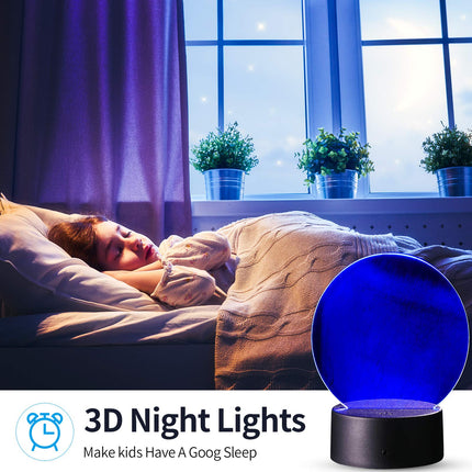 Honoson 4 Pcs 3D Night LED Light Lamp Base with 4 Pcs Acrylic Glass Panel Remote Control USB Cable 16 Colors Lamp Light Display Base Show Stand for Christmas Room Restaurant Bar Shop (Black Style)