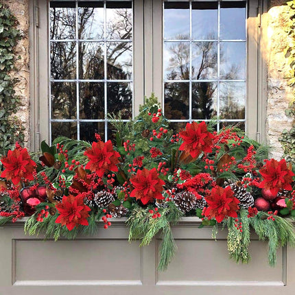 12PCS Christmas Poinsettia Artificial Flowers,Xmas Red Glitter Silk Flowers with Clips and Steams for DIY Christmas Tree Decorations Stairs Wreath Ornaments Home Party