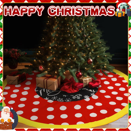 Boao 48 Inch Christmas Mouse Tree Skirt red Snowflake Merry Christmas Tree Skirt Cartoon Character Decor Xmas Round Red Tree Decoration Skirts Tree Mat for Holiday Christmas Party Decorations