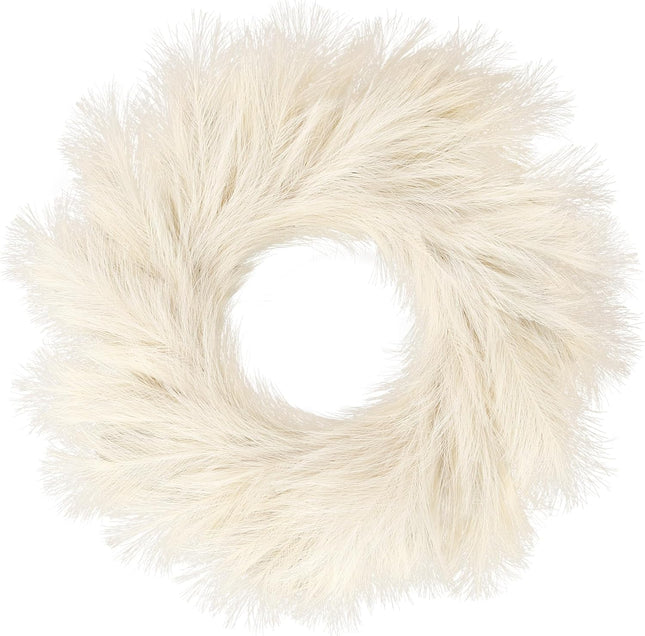 Sggvecsy Pampas Grass Wreath 26’’ Faux Pampas Wreath for All Seasons Artificial Pampas Wreath Christmas Decor Boho Wall Decor for Front Door Farmhouse Fall Autumn Xmas Spring Wreath Decoration (Biege)