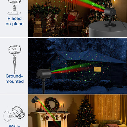 Christmas Projector Lights, ZBPP Star Show LED Lights Red and Green Outdoor IP65 Waterproof, 3 Modes RF Remote Control, Landscape Decoration for Xmas Yard Holiday Party