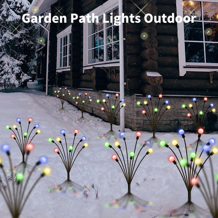 Set of 4 Solar Christmas Decorations, 8 Modes Solar Swaying Garden Lights, Solar Landscape Pathway Stake Lights, Outdoor Solar Christmas Lights Decor, d Base on Solar Firefly Light