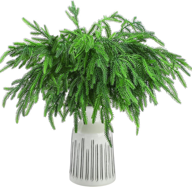 Jutom 30 Pcs Christmas Norfolk Pine Branches, Norfolk Pine Artificial Christmas Branches DIY Crafts Faux Christmas Norfolk Pine Branches for Xmas Indoor Outdoor Home Decor (18 Inches)