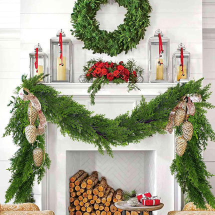 6FT Christmas Garland Artificial Pine Greenery Garland Lifelike Cedar Garland Christmas Garland for Mantle Stairs Railing Garland Christmas Decorations Indoor Outdoor