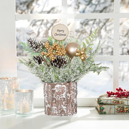 Small Christmas Tree Mini Christmas Tree with Balls Tabletop Tree Artificial Xmas Tree Table top Christmas Tree Decoration for Home Party, Wedding, Office Table