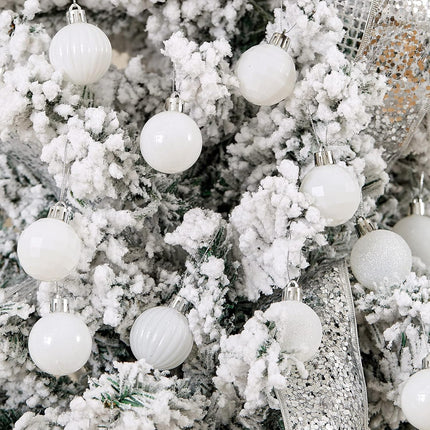 XmasExp 24ct Christmas Ball Ornaments Shatterproof Christmas Ornaments Set Decorations for Xmas Tree Balls Halloween Decorations (1.57''/40mm, White)