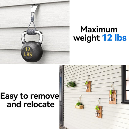 Heavy Duty Stainless Steel Vinyl Siding Hooks, No Hole Vinyl Siding Hooks Siding Clips for Hanging on Patio, Wreath Door Hanger, Sturty No Drill Vinyl Siding Hooks for Outdoor Wall Decor (15 Pack)