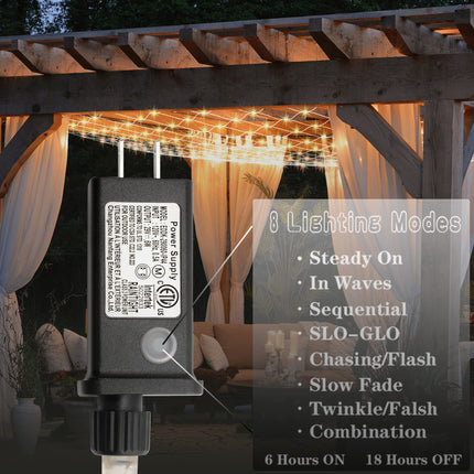 Eueasy Net Lights Outdoor, 360 LED Gazebo Net Lights, 12×12 FT Connectable Fairy Lights with 8 Lighting Modes, LED Net Lights for Bushes, Garden, Backyard, Holiday, Christmas