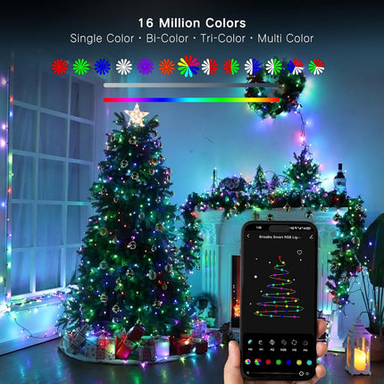 Brizled RGB Christmas Lights, 164ft 498 LED Smart String Lights App Controlled, Dimmable Color Changing Christmas Lights, Xmas Tree Lights Work with Alexa & Google Home
