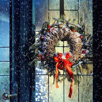 Kederwa Adjustable Wreath Door Hanger, Metal Wreath Hooks Over The Door from 14.9-25 Inch, Halloween Wreath Holder for Fall Christmas Thanksgiving Wreath Decor