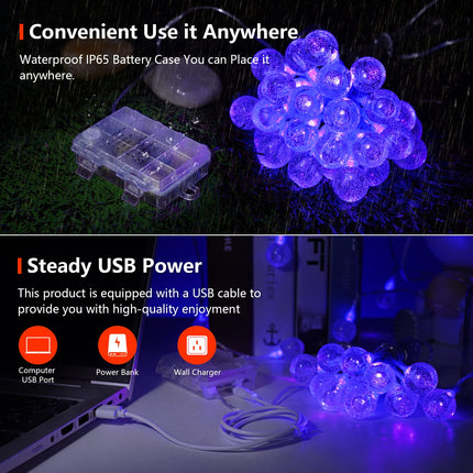OMIKA 15FT 30 LED Black Light Battery Operated, UV Black Christmas Lights String, Twinkle Fairy Lights with Remote, Blacklight for Halloween Bedroom Glow Party Body Paint Fluorescent Tapestry Decor