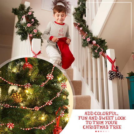 10 Feet Christmas Candy Garland Peppermint Candy Garland Christmas Decorations Fake Crystal Candy Decor Christmas Tree Garland for Xmas Home Christmas Home Decoration (Classic Style) (Red and White)