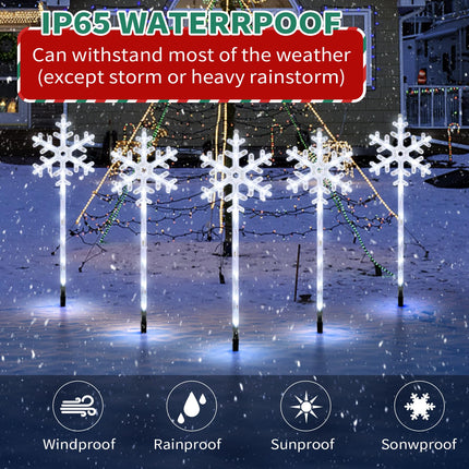 RJZZ Solar Christmas Lights 5 Pack Snowflake Lights Outdoor with 8 Lighting Modes Christmas Lights Outdoor Decorations IP65 Waterproof Christmas Pathway Lights Outdoor for Yard Garden Sideway Walkway