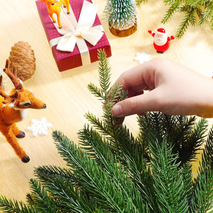 Syhood Christmas Artificial Pine Branches 4 Styles Pine Needles Faux Pine Tree Branches Garland Fake Greenery Picks for Mantle Garland Indoor Home Xmas Holiday Wall Decor(Green, 60 Pieces)
