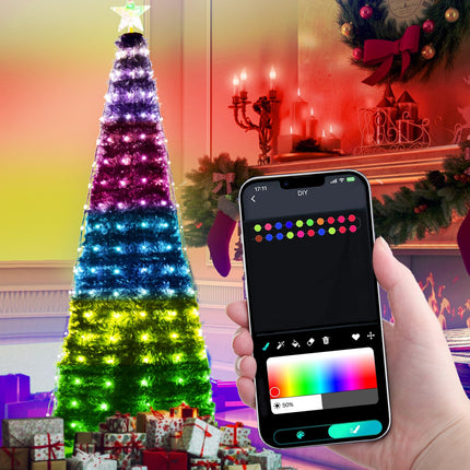 Smart Christmas Tree Lights with Star Topper, 6.6FT x 10 Christmas Decorations Lights Music Sync with Remote & APP Controlled, RGB LED String Lights Plug in for Tree Outdoor Indoor Xmas Decor