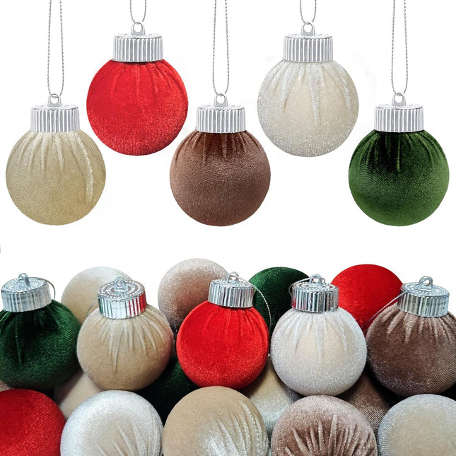 15Pcs Christmas Velvet Balls Ornaments Christmas Tree Ornaments - Christmas Decorations - 2.36" Multicolor Shatterproof Xmas Baubles Hanging Ornaments for Christmas Holiday Home Tree Decor Present