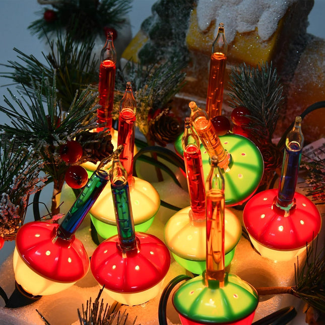 Christmas Bubble String Lights, 10 Traditional Multicolor Bubble Lights for Christmas Decorations Lighting, Green Wire