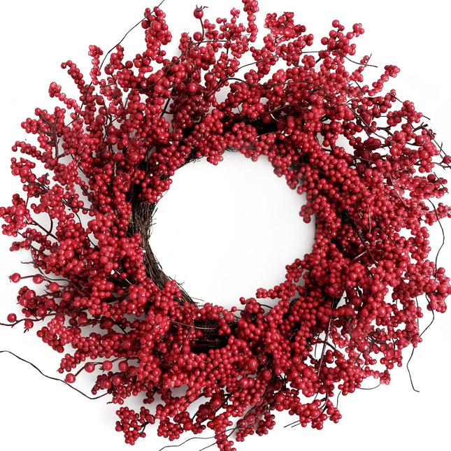 TEMPUS 20" Christmas Wreath, Red Berry Artificial Wreath, Handmade Front Door Wreath， for Christmas Decoration Home Indoor Outdoor Wall Window Farmhouse Holiday Winter …