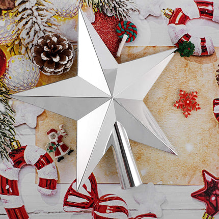 Aneco Traditional Glossy Christmas Tree Toppers Decoration Star Treetop Ornaments Holiday Decoration for Home Decor (Silver, 4 Inch)