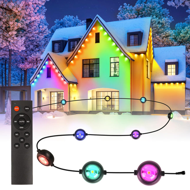 REYLAX Permanent Outdoor Lights with Remote, 110ft 60 RGBWW LEDs Eaves Lights IP65 Waterproof for Outdoor Decor, Daily and Holidays Accent Lighting, Bright in-Ground Lights for Garden Decor