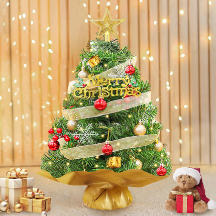 Mini Christmas Tree Small Green Christmas Tree 2ft Artificial Xmas Tree Tabletop Christmas Tree with Light Miniature Christmas Trees for Christmas Winter Holiday Party Home Decoration
