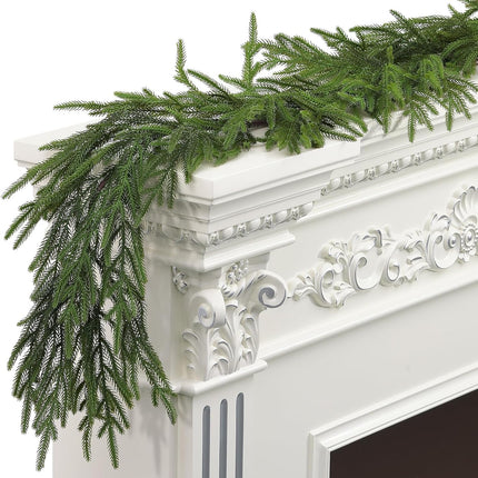 6FT Winter Pine Garland, Real Touch Pine Garland, Artificial Christmas Garland, Green Pine Garland, Artificial Greenery Garland for Table, Mantle, Wall, Indoor, Outdoor Christmas Decorations