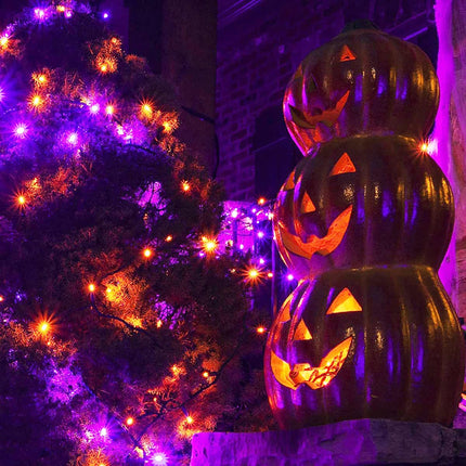 JMEXSUSS 250 LED Orange and Purple Halloween Lights: 11 Modes Halloween String Lights Outdoor Waterproof with Remote Control - 91.5ft Orange Purple Lights for Garden Patio Holiday Party