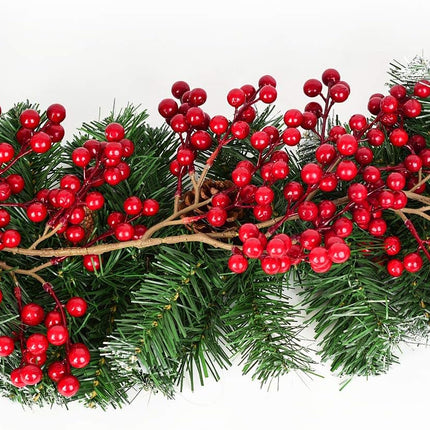 DearHouse 6FT Red Berry Garland, Flexible Artificial Red and Burgundy Berry Garland for Indoor Outdoor Hone Fireplace Decoration for Winter Christmas Holiday Year Decor