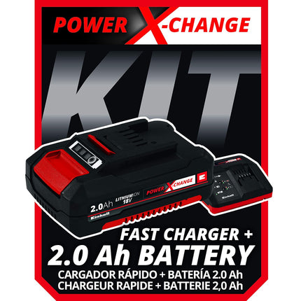 Einhell GE-CL Power X-Change 18-Volt Cordless 130-MPH 90-CFM Varaible Speed Air Sweeper / Leaf Blower, Kit (w/ 2.0-Ah Battery + Fast Charger)
