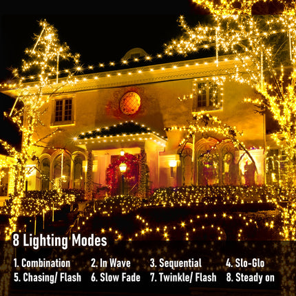 295FT 900 LED Christmas Lights Outdoor Indoor, LED Warm White String Lights with 8 Modes Remote, Timer & Memory Function Tree Lights Twinkle Lights Plug in for Garden Party Holiday Decor