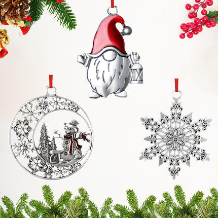 Christmas Ornaments , Solid Pewter Christmas Tree Ornament DIY Hanging Craft Handcrafted Metal Decoration for Christmas Decorations, Tree Decor, Home Party s (Santa&Snow&Snowman Gnome)