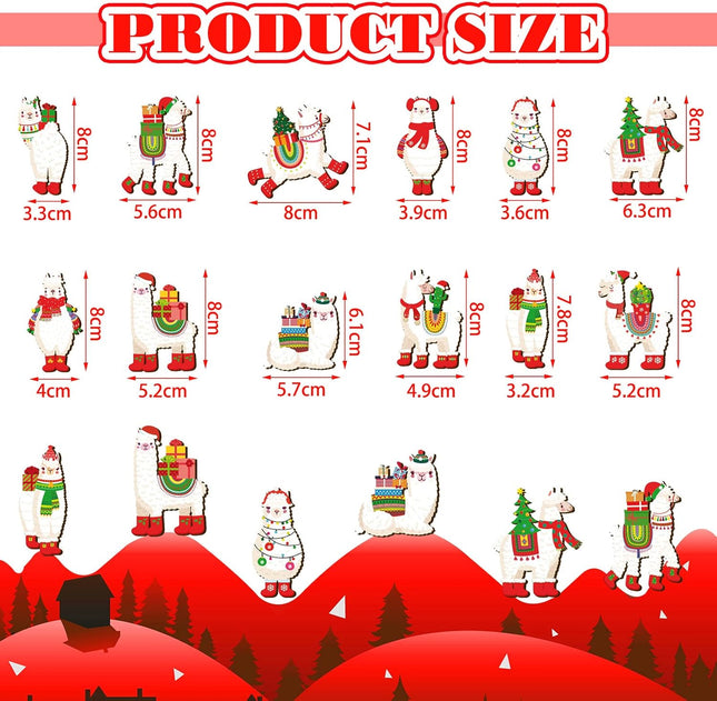 36 Pcs Llama Ornaments Alpaca Pendants Christmas Hanging Decorations Llama Wooden Ornaments Cactus Wooden Ornaments for Christmas Tree Decorations Holiday Xmas Party Decoration (Llama Style)