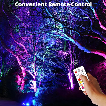 IC ICLOVER Outdoor Spot Lights, Smart APP & Remote Control Color Changing Landscape Lights, 12W LED Landscape Lighting, IP68 Waterproof RGB Outdoor Spotlights for Yard Tree Christmas Year-2 Pack