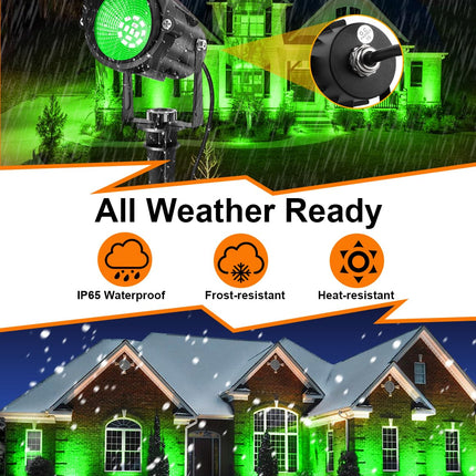 Halloween Green Landscape Lights Outdoor, 14 LED Landscape Lighting with US Plug, IP65 Waterproof Spotlights for Tree Yard Garden Pathway Christmas St. Patrick's Day Decor 2 Pack